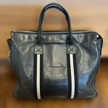 BALLY 가죽 블랙 토트백 스트라이프