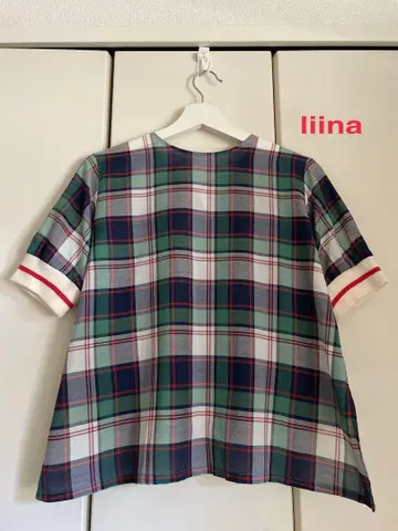 liina 체크 무늬 반팔 셔츠 38