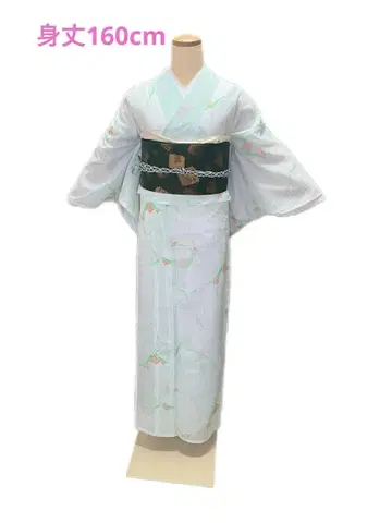 워셔블 기모노 여름 기모노 코몬 명주 연한 녹색 160cm