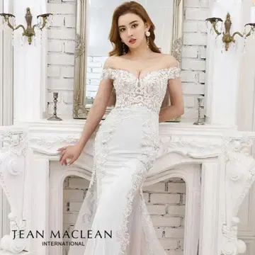 JEAN MACLEAN 비즈 자수 크림색 드레스