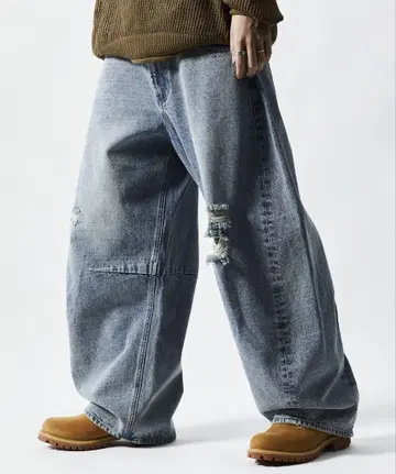 FREAK'S STORE 와이드 실루엣 커브 데님 팬츠 네이비 M