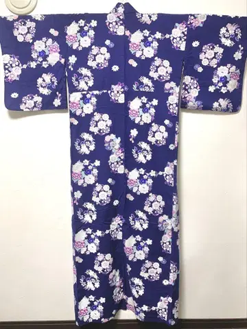 여성용 유카타 네이비 꽃무늬