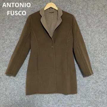 ANTONIO FUSCO 브라운 싱글 버튼 체스터 코트