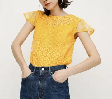 택 포함 새상품 SLY COMBI LACE TOPS 자수 레이스 티셔츠