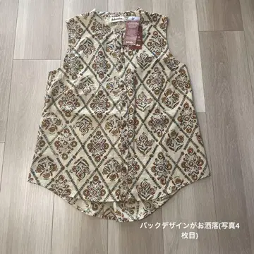 fabindia 파브인디아 꽃무늬 슬리브리스 셔츠 블록 프린트