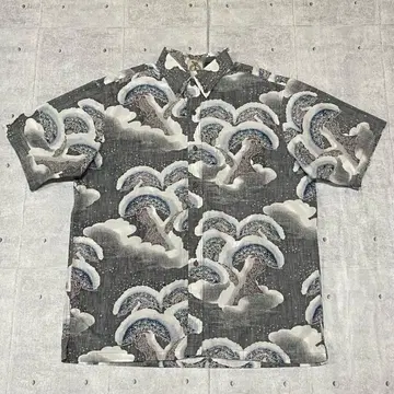 Hawaiian 일본풍 패턴 JAPAN 알로하 셔츠 버튼 다운 포켓