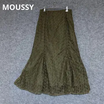 MOUSSY 올리브색 LACE PANEL 플레어 롱 스커트