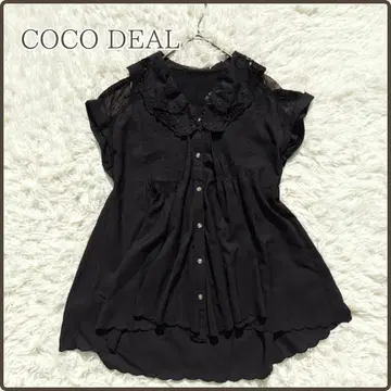 COCO DEAL 자수 시어 블라우스 핀턱 블랙 M