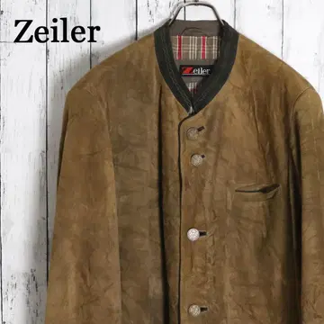 독일 Zeiler 천연 가죽 레더 티롤리안 자켓 백 벨트 옷깃 자수
