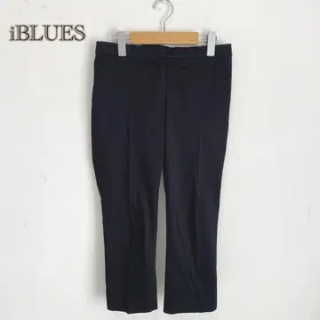 [ iBLUES/이 ] 크롭 팬츠 슬랙스 센터 프레스 블랙
