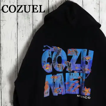 80년대 멕시코제 COZUMEL 백 프린트 암 로고 수베니어 후드티
