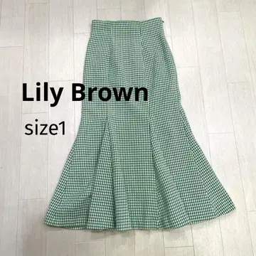 Lily Brown 하운드투스 체크 허리 트임 머메이드 스커트 1 그린