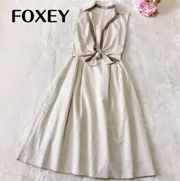 FOXEY 슬리브리스 셔츠 원피스