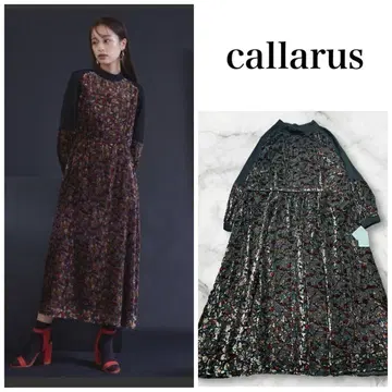 미사용 택 포함 callarus 빅 사이즈 꽃무늬 벨로아 원피스 5L