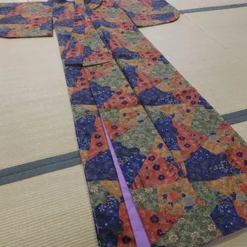 맞춤 진정 앤티크 코몬 화학섬유 홑겹 기모노 시침 부착 미사용품