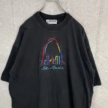 Time SQUARE USA제 세인트루이스 자수 블랙 티셔츠 2XL