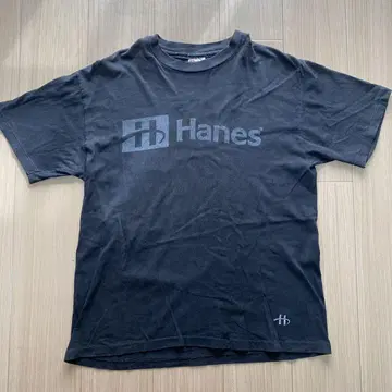 Hanes 블랙 T셔츠 로고 프린트