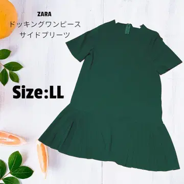ZARA 그린 반팔 플리츠 도킹 원피스 숏 기장 미니