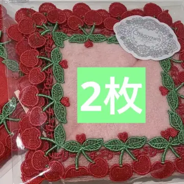 치카자와 레이스 시즌 타월 손수건 체리 핑크 레드