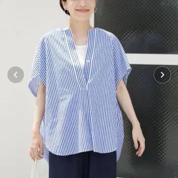 URBAN RESEARCH DOORS 린넨 면 코쿤 스트라이프 셔츠