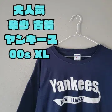 Yankees 티셔츠 XL 네이비 00s 구제 의류