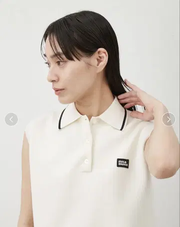 미라 오웬 슬리브리스 폴로 셔츠 아이보리