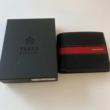 새상품 박스 포함 TAKEO KIKUCHI 접이식 지갑 블랙/레드