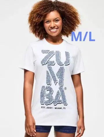 신상 ZUMBA 화이트 로고 프린트 티셔츠 새상품