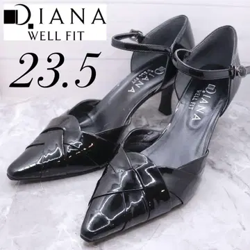 다이애나 diana 에나멜 펌프스 앵클 스트랩 크로스 무스 블랙 23.5