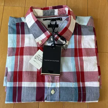 [미사용 새상품] TOMMY HILFIGER 체크 무늬 반팔 셔츠 L