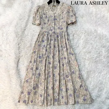 LAURA ASHLEY 레이스 옷깃 꽃무늬 롱 원피스 플레어 빈티지