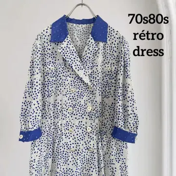 70년대 80년대 레트로 빈티지 도트 무늬 원피스