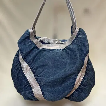And A 데님 캐주얼 백 실버 스트라이프