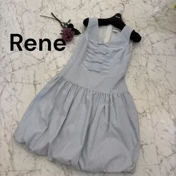 Ren 벌룬 원피스 스카이블루 도트 무늬 L 사이즈