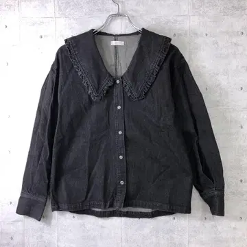 LOWRYS FARM 구제 빅 칼라 프릴 옷깃 데님 자켓