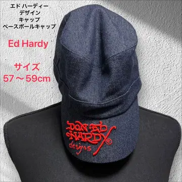 [Ed Hardy] 야구 모자 데님 빨간색 자수 57~59cm