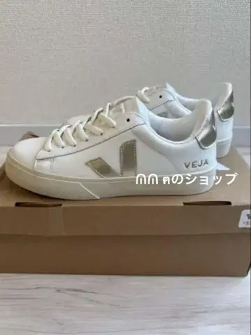 VEJA CAMPO 화이트 X 골드 스니커즈 38