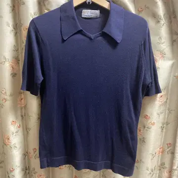 JOHN SMEDLEY 씨 아일랜드 코튼 네이비 스키퍼 피케 셔츠