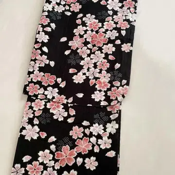 유카타 벚꽃 핑크 패턴 블랙 일본제 원단 마루이