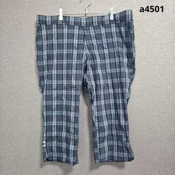 캐주얼 팬츠 체크 4L 빅 사이즈 크롭 기장 버튼 통통