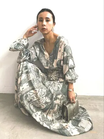 TOWN VOLUME GATHER DRESS AMERI vintage