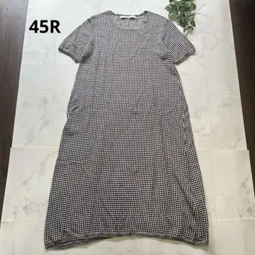 새상품급 45R 45rpm 글렌체크 패턴 썸머 니트 롱 원피스 사이즈 0