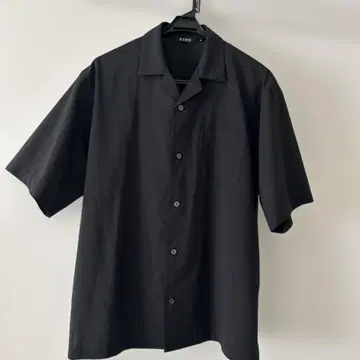 PLST 블랙 오픈 카라 반팔 셔츠 M