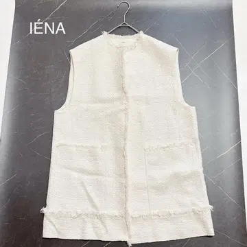 IENA 이에나 &NAVY 도비 트위드 베스트 24년 롱베스트 화이트
