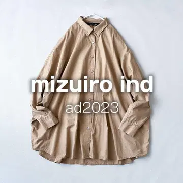 미즈이로 인드 23년 일본제 셔츠 블라우스 코튼 긴팔 베이지 A5