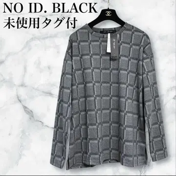 미사용 택 포함 NO ID. BLACK 기하학 체크 무늬 티셔츠 긴팔