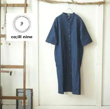 coill nine 코일 나인 샴브레이 5분 소매 셔츠 원피스 데님