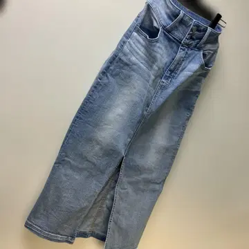 아즈 스트레치 데님 롱 스커트 프론트 슬릿
