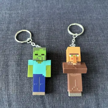 Minecraft 마인크래프트 피규어 키체인 2종 세트