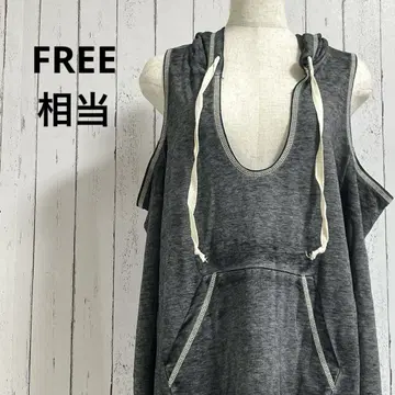 긴팔 오프숄더 후드티 튜닉 얇은 소재 F 상당 그레이 계열 여성용